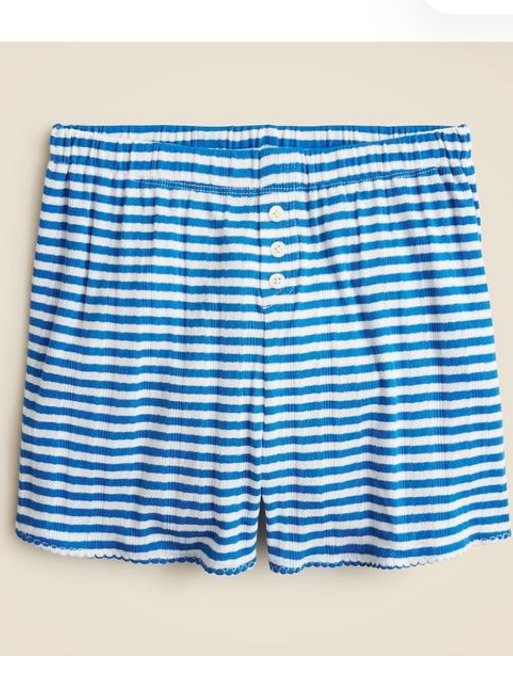 J crew blue stripe pointelle shorts